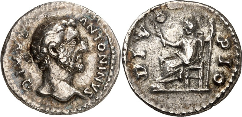 RÖMISCHES KAISERREICH. 
Divus Pius z.Z. Marcus Aurelius 161. Denar 2,68g. Kopf ...