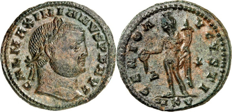 RÖMISCHES KAISERREICH. 
MAXIMIANUS II. GALERIUS Augustus 305-311. Bi-Follis 26m...