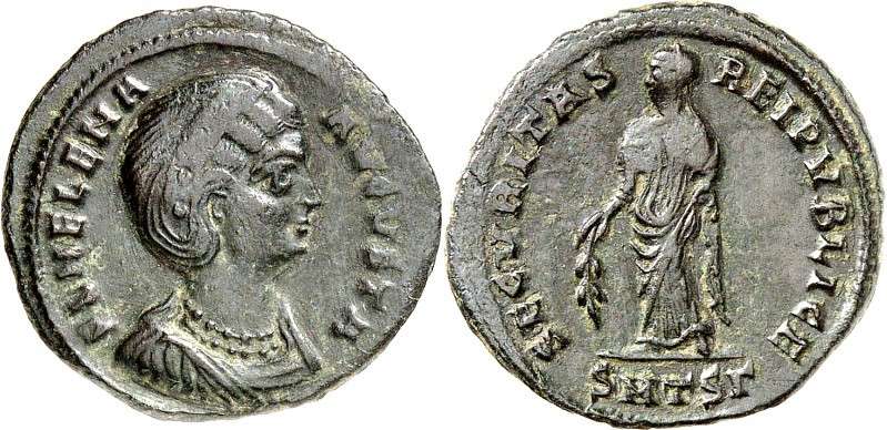 RÖMISCHES KAISERREICH. 
Helena (Hl.), Mutter von Constantinus I. +329. AE-Folli...