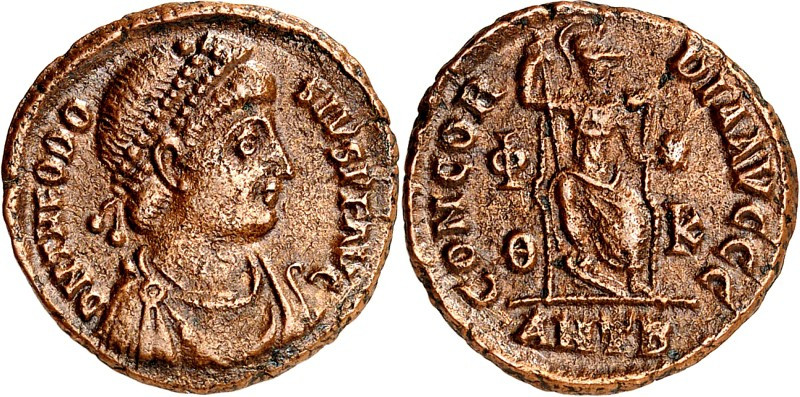 RÖMISCHES KAISERREICH. 
THEODOSIUS I. 379-395. AE-Centenionalis 18/19mm (378/38...