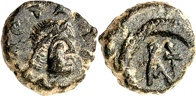 BYZANZ. 
ANASTASIUS I. 491-518. AE-Nummus 9mm (491/498) 0,81g. Büste m. Perlend...