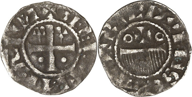 FRANKREICH. 
PROVINS ET SENS. 
Thibaut II. 1125-1152. Denar 0,94g, Kreuz mit A...