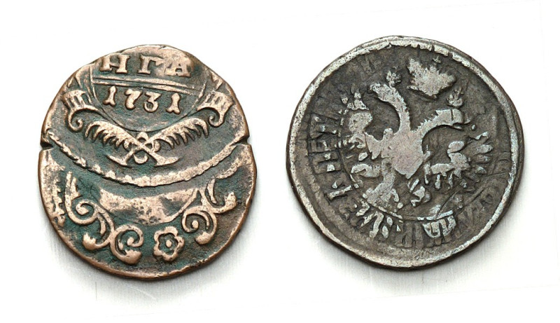 RUSSLAND. 
ZARENREICH. 
Anna 1730-1740. Cu-Denga, Überprägung 1731, sowie 2x u...