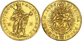 Römisch Deutsches Reich. 
Karl VI. 1711-1740. Dukat 1736 K-B, Kremnitz. Gold. Kaiser steht n. r. / Madonna. Her. 163. F.66. 


GOLD vz