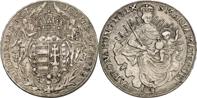 Römisch Deutsches Reich. 
Joseph II. 1780-1790. Taler 1781 B, Kremnitz. 2 Engel...