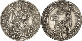 STANDESHERREN-Salzburg, Erzbistum. 
Paris, Graf von Lodron 1619-1653. 1/6 Taler 1627. Madonna über Legatenwappen&nbsp;/ Hl.&nbsp;Rupertus über Wert u...