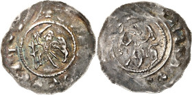 Bayern. 
Regensburg, hzgl. bayrische Münzstätte. 
Heinrich IX. / Heinrich X. der Stolze 1120-1126-1138. Pfennig \fbidis\ltrpar 0,72g Mann mit eng ge...