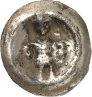 Brandenburg- Markgrafschaft. 
Otto II. 1184-1205. Brakteat 0,71g, Stendal. OT-TO Markgraf steht in Rüstung, mit Adlerschild u. Fahne Schwert, v.v.; r...