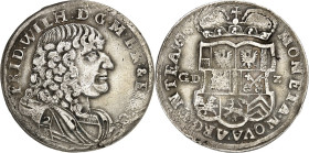 Brandenburg/-Preussen. 
Friedrich Wilhelm der große Kurfürst 1640- 1688. 2/3&nbsp;Taler 1676 GD-Z, Minden. Drap. Brb. n.r. / 8 feldr.Wappen unter Kur...