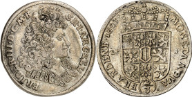 Brandenburg/-Preussen. 
Friedrich III. 1688-1701. 2/3 Taler 1693 LC-S Berlin. Antik geharn. Brb. n.r. / Wappen unter Kurhut. v.Schr.&nbsp; 122, Dv.&n...