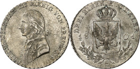 Brandenburg/-Preussen. 
Friedrich Wilhelm III. 1797-1806(-1840). 1/3&nbsp;Taler 1801&nbsp;A, Berlin. J.&nbsp; 28, Schön&nbsp; 176, Neum.&nbsp; 7. . ...