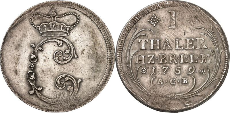 Braunschweig/-Wolfenbüttel. 
Karl I. 1735-1780. Taler Landmünze 1759 Braunschwe...