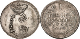 Braunschweig/-Wolfenbüttel. 
Karl I. 1735-1780. Taler Landmünze 1759 Braunschweig. Fürstenhut über C / Wert, Jahr u. Mzz. zw. Zweigen. W.&nbsp; 2721,...