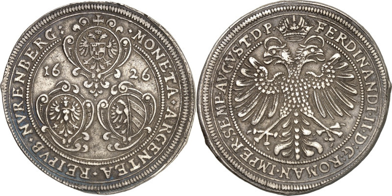 Nürnberg, Stadt. 
z.Z. Ferdinand II. 1619-1637. Reichstaler 1626. 3&nbsp;Wappen...