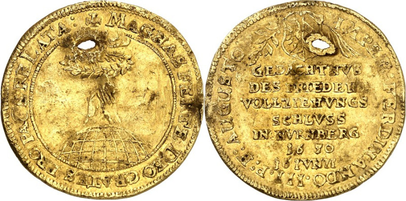 Nürnberg, Stadt. 
z.Z. Ferdinand III. 1637-1657. 3-Dukaten-Klippe 1650 auf den ...