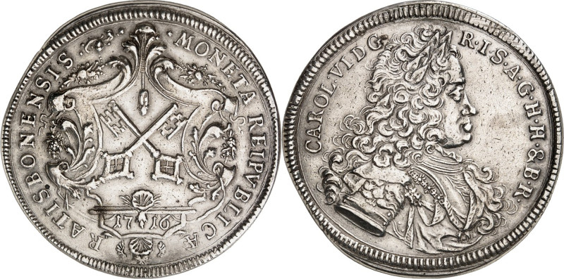 Regensburg, Freie Reichsstadt. 
z.Z. Karl VI. 1711-1740. Reichstaler 1716 Gekre...