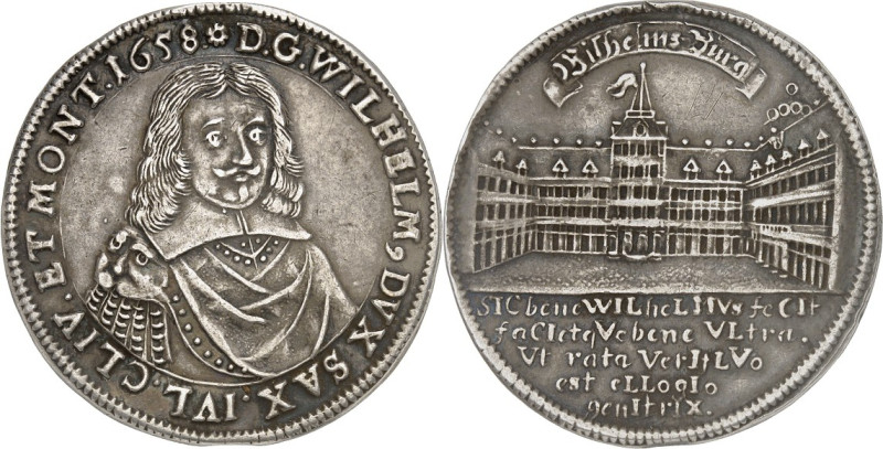 Sachsen/-Neu-Weimar. 
Wilhelm 1640-1662. 1/2 Taler 1658 a.d.Einweihung der Schl...