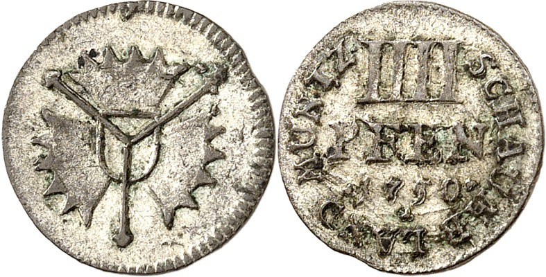 Schaumburg/-Lippe, Fürstentum. 
Wilhelm I. Friedrich Ernst 1748-1777. 4 Pfennig...