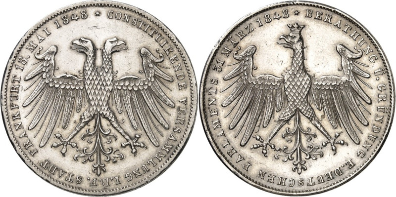 Frankfurt. 
Doppelgulden 1848 Parlament. AKS 38, J. 45, Th. 134. . 


ss-vz