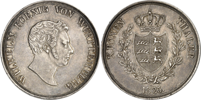 Württemberg. 
Wilhelm I. 1816-1864. Kronentaler 1825 W. AKS 65, J. 55, Th. 434....