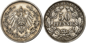 KAISERREICH-Kleinmünzen. 
50&nbsp;Pfennig 1898A Neuer Adler. J. 15. . 


vz-