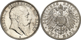 KAISERREICH. 
BADEN, Großherzogtum. 
2 Mark 1904 Friedrich I. J. 32. . 


St-