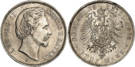 KAISERREICH. 
BAYERN, Königreich. 
5 Mark 1876 Ludwig II. J. 42. . 


min. Rf.,vz
