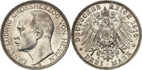 KAISERREICH. 
HESSEN, Großherzogtum. 
3 Mark 1910 Ernst Ludwig. J. 76. . 


vz
