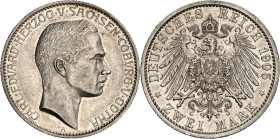 KAISERREICH. 
SACHSEN-COBURG-GOTHA. 
2 Mark 1905 Carl Eduard. J. 147. . 


vz-/vz