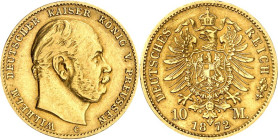 REICHSGOLD. 
PREUSSEN. 
10 Mark 1872 C Wilhelm I. J. 242. . 


GOLD ss