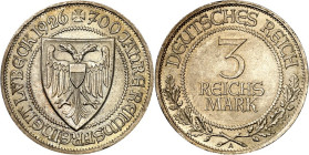 WEIMARER REPUBLIK. 
GEDENKMÜNZEN. 
3 Reichsmark 1926A Lübeck. J. 323. . 


vz-St