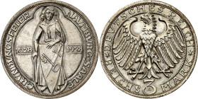 WEIMARER REPUBLIK. 
GEDENKMÜNZEN. 
3 Reichsmark 1928A Naumburg. J. 333. . 


vz-St