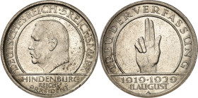 WEIMARER REPUBLIK. 
GEDENKMÜNZEN. 
5 Reichsmark 1929A Verfassung. J. 341. . 


vz