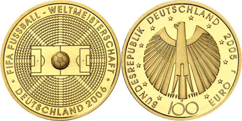 BUNDESREPUBLIK. 
GEDENKMÜNZEN und MEDAILLEN in GOLD. 
100 Euro 2005&nbsp;J Fuß...