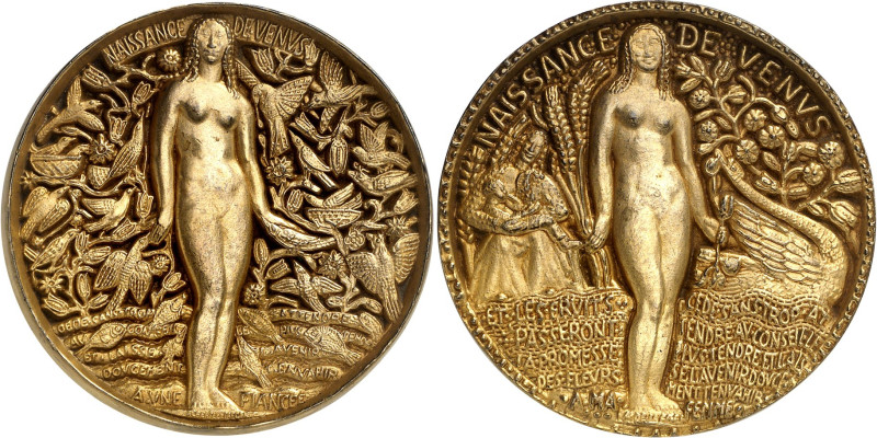 KUNST und VARIA. 
Medaille o.J. NAISSANCE DE VENVS (Geburt der Venus) A UNE FIA...