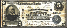 USA. 
National Bank of Kentucky of Louisiana. 
5 Dollar 23.04.1920 Serie von 1902 .Die Banknoten wurden tatsächlich zwischen 1908 und 1928 ausgegebe...