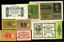 Inflation von 1919/1924. 
Lots 1919-1923 (22). Ros. 62a,63a, 64, 65a,65b, 66, 67b,68a,69c,70 ,71c, 72, 73a, 74, 75k, 76, 77, 78, 79a,80a, 81b/d, 82a....