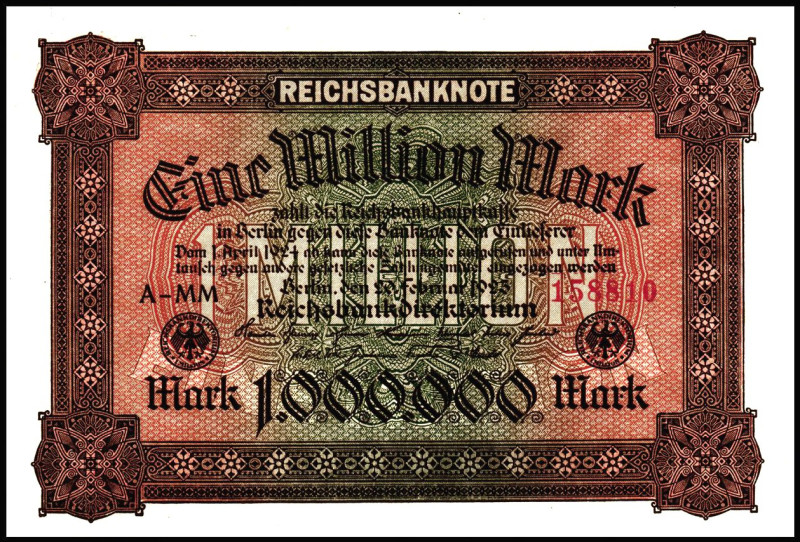 Inflation von 1919/1924. 
20.000 und 1 Mio Mark 20.02.1923. Ros. 84g, 85 a. (2)...