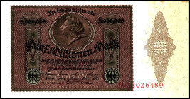 Inflation von 1919/1924. 
500 Tsd. Mark 1.5.1923 Serie D, 5 Mio.Mark 1.06.1923. Ros. 87b,88. (2). 


II-, I-