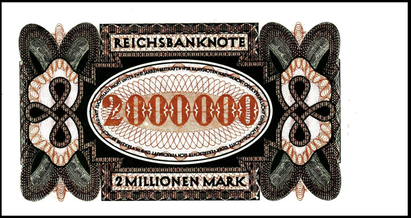 Inflation von 1919/1924. 
2 Millionen Mark 23.07.1923 E-Ma Reichsbanknote, KN 1...