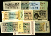 Inflation von 1919/1924. 
Lot Milliardenwerte 1923 Ros.111a,112a,113a, 114a, 115a, 116i,117b, ,118b119a,120d,121b, 122b,123,124b. (14). 


meist I...