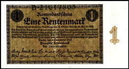 Rentenbank von 1923/1937. 
1 Rentenmark 1.11.1923 Serie D. Ros. 154a. . 


I-