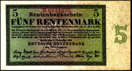 Rentenbank von 1923/1937. 
5 Rentenmark 1.11.1923 Serie N, 7 stellig. Ros. 156b. . 


II-
