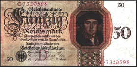 Reichsbank von 1924/1945. 
50 Reichsmark 11.10.1924 Serie C, Udr.D. Ros.&nbsp; 170a. . 


III-