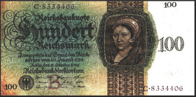 Reichsbank von 1924/1945. 
100 Reichsmark 11.10.1924 Serie C, Udr B. Ros.&nbsp; 171a. . 


III