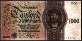 Reichsbank von 1924/1945. 
1000 Reichsmark 11.10.1923 Serie A , Unterdruck R. Ros.&nbsp; 172a. . 


kl.Risse III