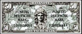 Bundesrepublik. 
Bank Deutscher Länder. 
50 Deutsche Mark o.D. (Aug.1948) KN-D, Serie A. Ros. 248a. RR. 


I