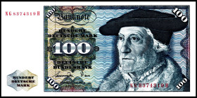 Bundesrepublik. 
Bundesbank. 
100 Deutsche Mark 1.6.1977 Serien NG /H. Ros. 278a. . 


I