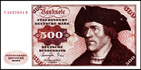 Bundesrepublik. 
Bundesbank. 
500 Deutsche Mark 1.6.1977 V-H. Ros. 279a. . 


I