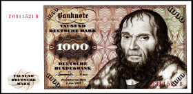 Bundesrepublik. 
Bundesbank. 
1000 Deutsche Mark 1.6.1977 Serien Z/ B. Ros. 280b. . 


I